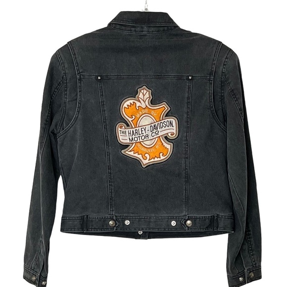 Harley-Davidson Snap Front Cropped Moto Jacket with Made in Milwaukee P… - Picture 2 of 16